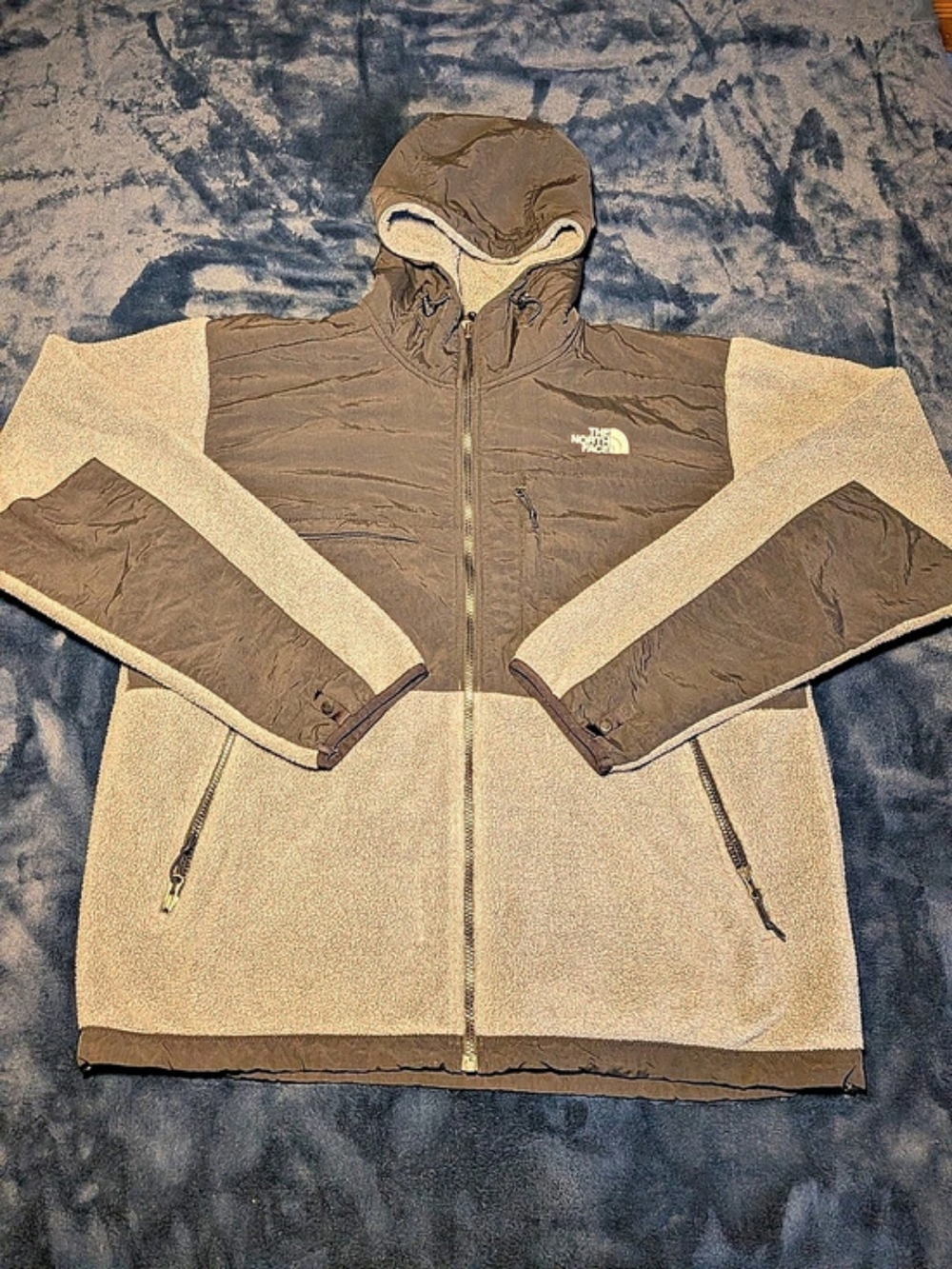 The North Face Denali Hooded Fleece Jacket Gray & Black Size Large